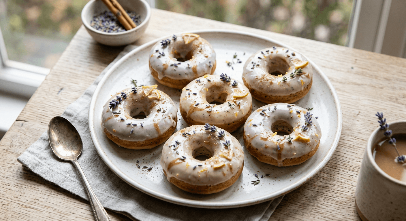 Cinnamon-Maple Lemon Lavender Glazed Donuts