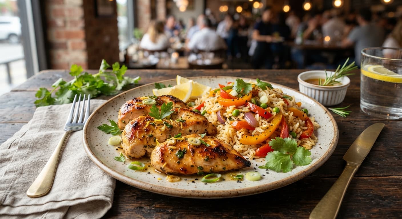 Citrus Chicken with Bell Pepper Rice