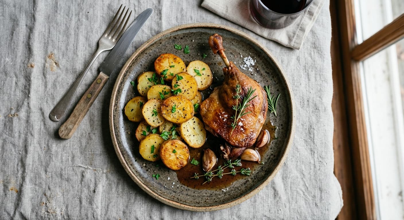 Classic Duck Confit with Sarladaise Potatoes