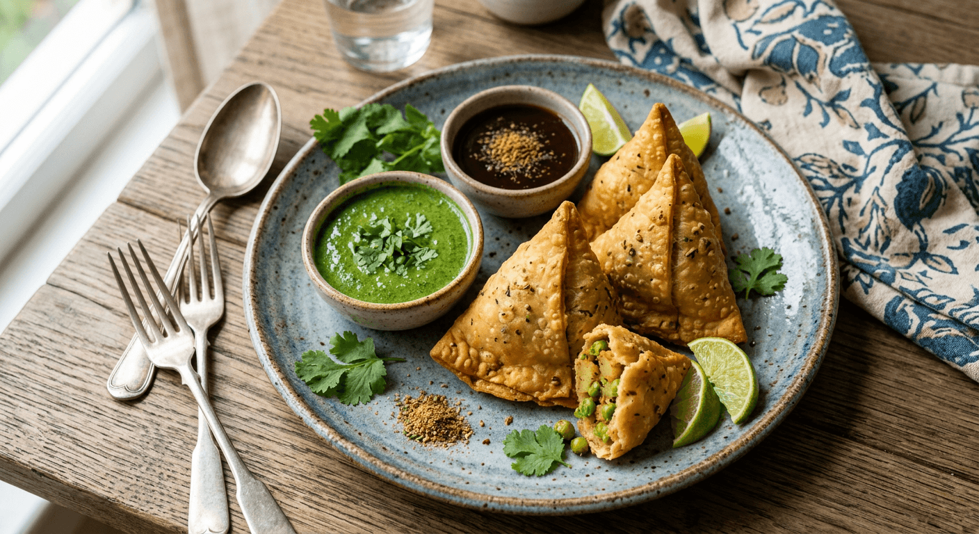 Classic Punjabi Potato and Pea Samosas