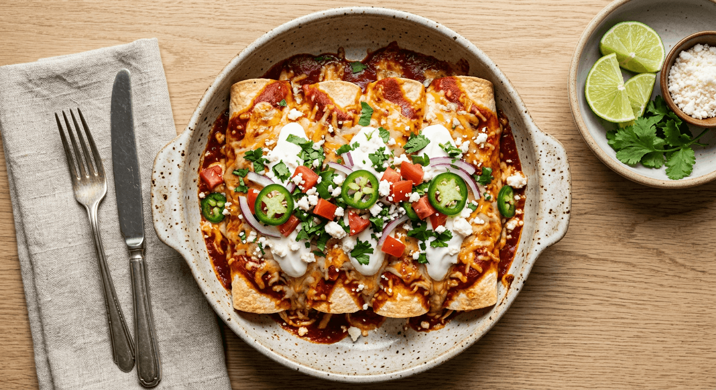 Classic Shredded Chicken Enchiladas
