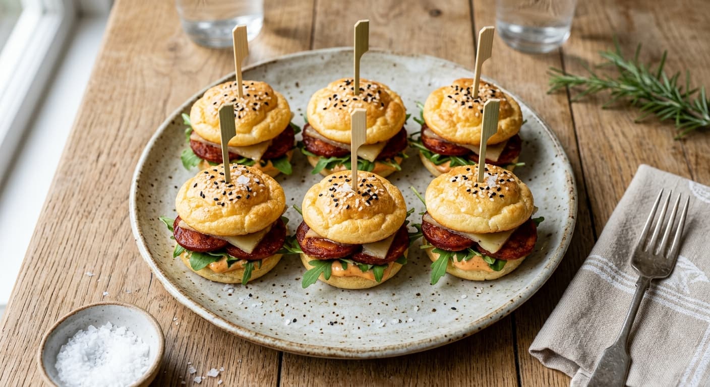 Cloud Bread Mini Sliders with Chorizo