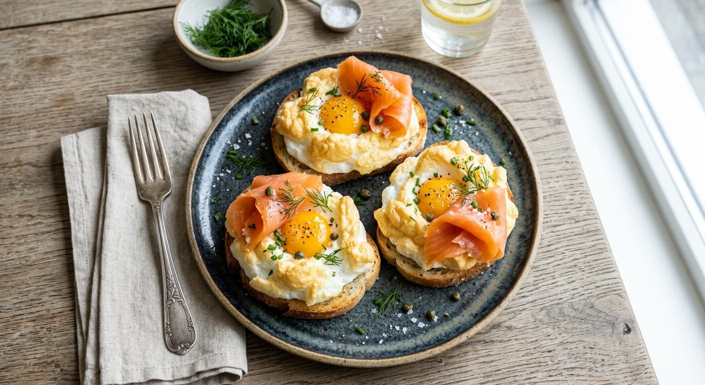 Cloud Egg 'Toasts' with Smoked Salmon