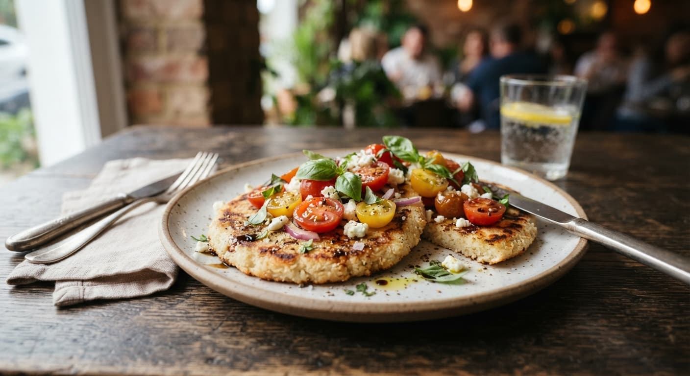 Coconut Flour Flatbread with Tomato and Basil
