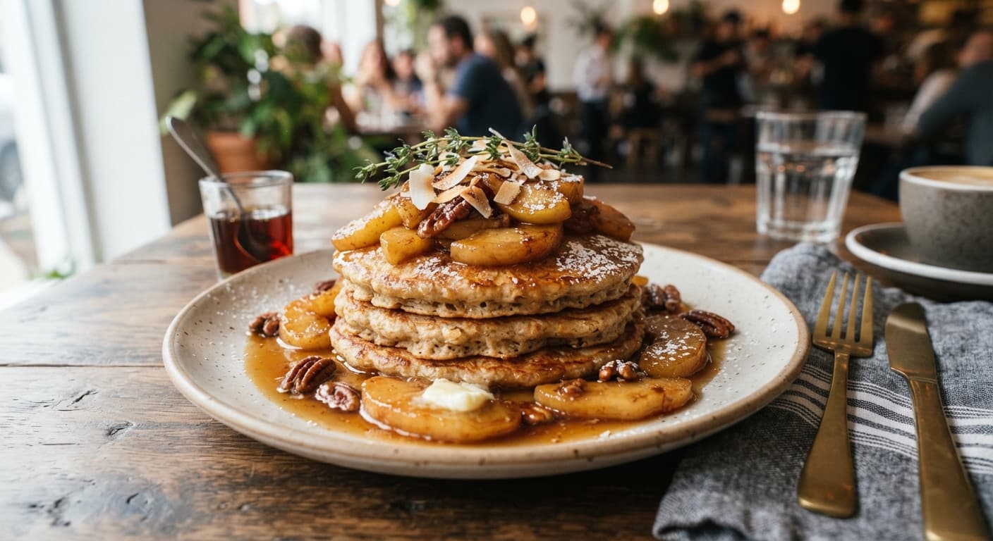 Coconut Flour Pancakes with Brown Butter-Style Caramelized Apples