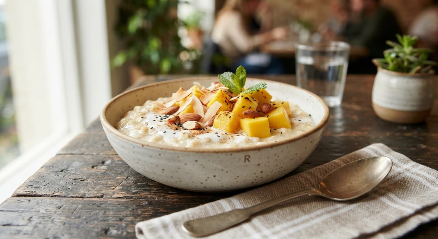 Coconut Rice Porridge with Mango