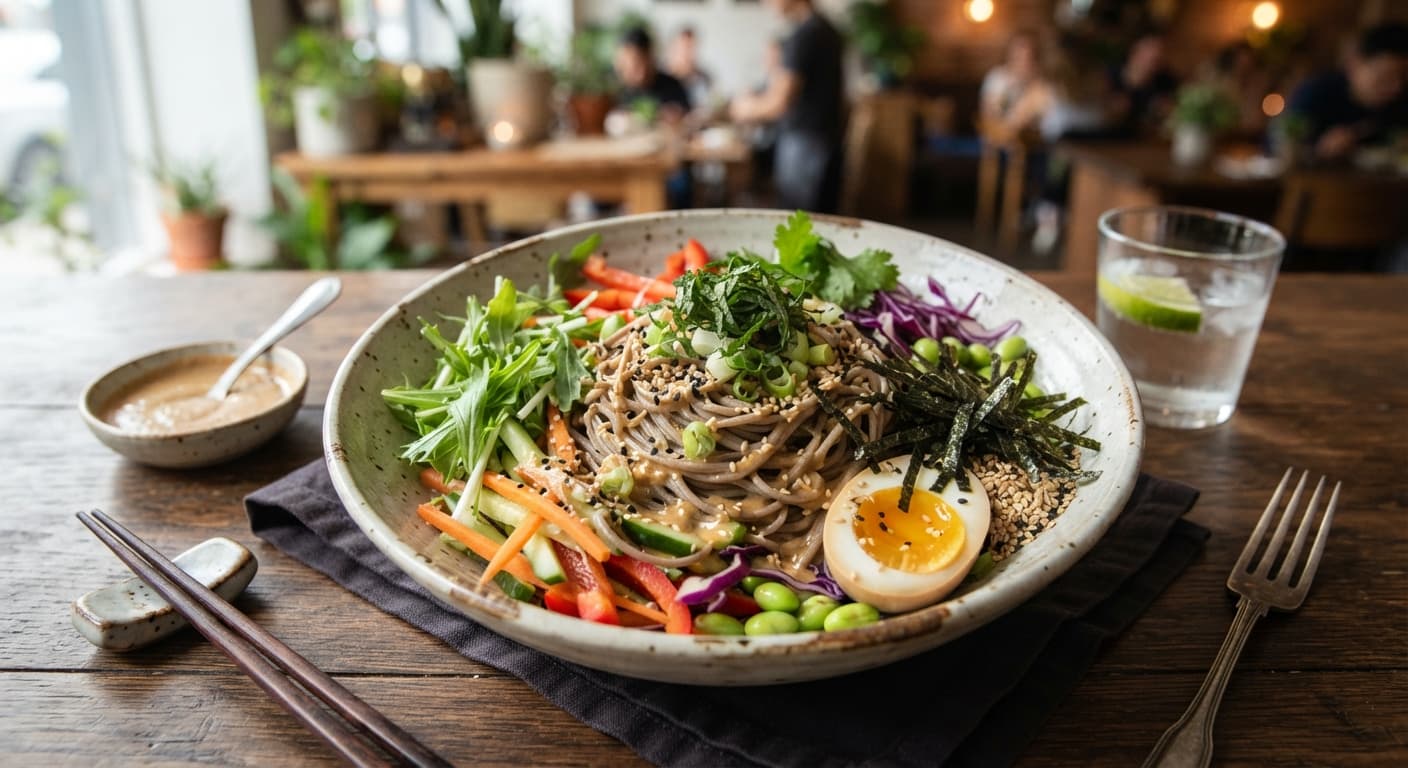 Cold Soba Noodle Salad with Sesame Dressing