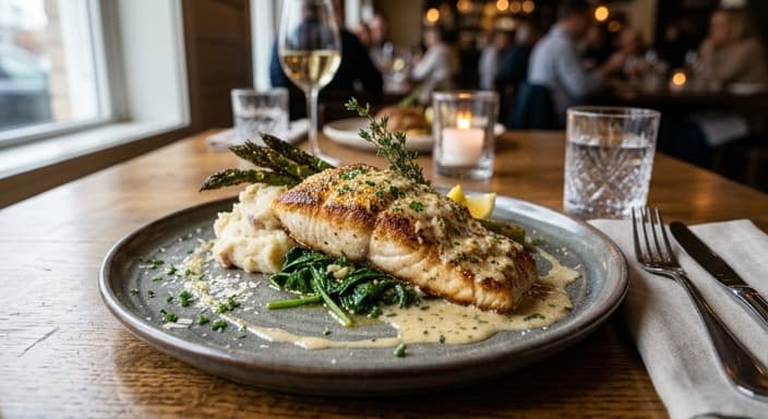 Comfort Food: Creamy Garlic-Parmesan Red Drum with Spinach