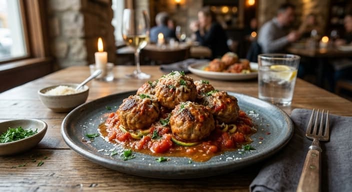 Comfort Food Egg-Free? (Impossible) — Low-Carb Breakfast Meatballs with Marinara