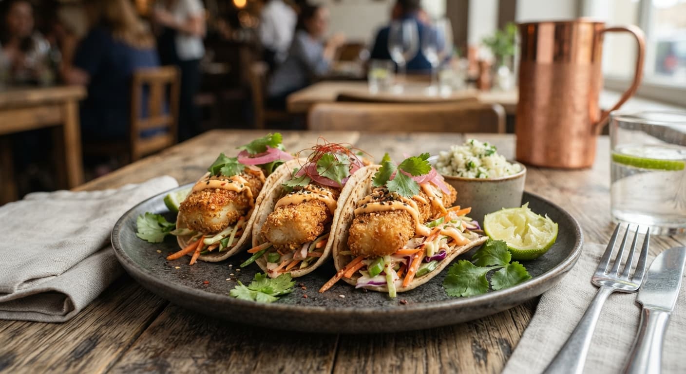 Comfort Food Low‑Carb Fried Fish Tacos with Szechuan Slaw