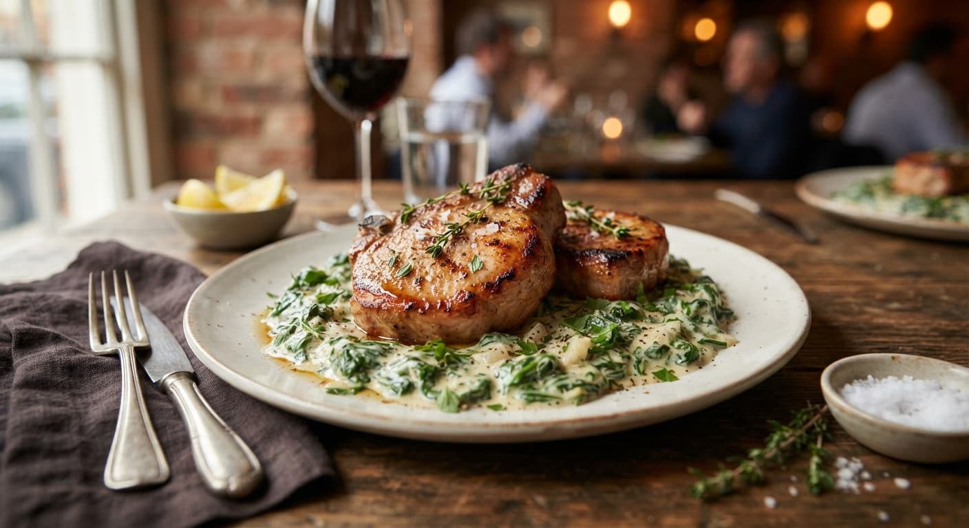 Comfort Food Pork Chops with Creamy Spinach (Dairy‑Free)