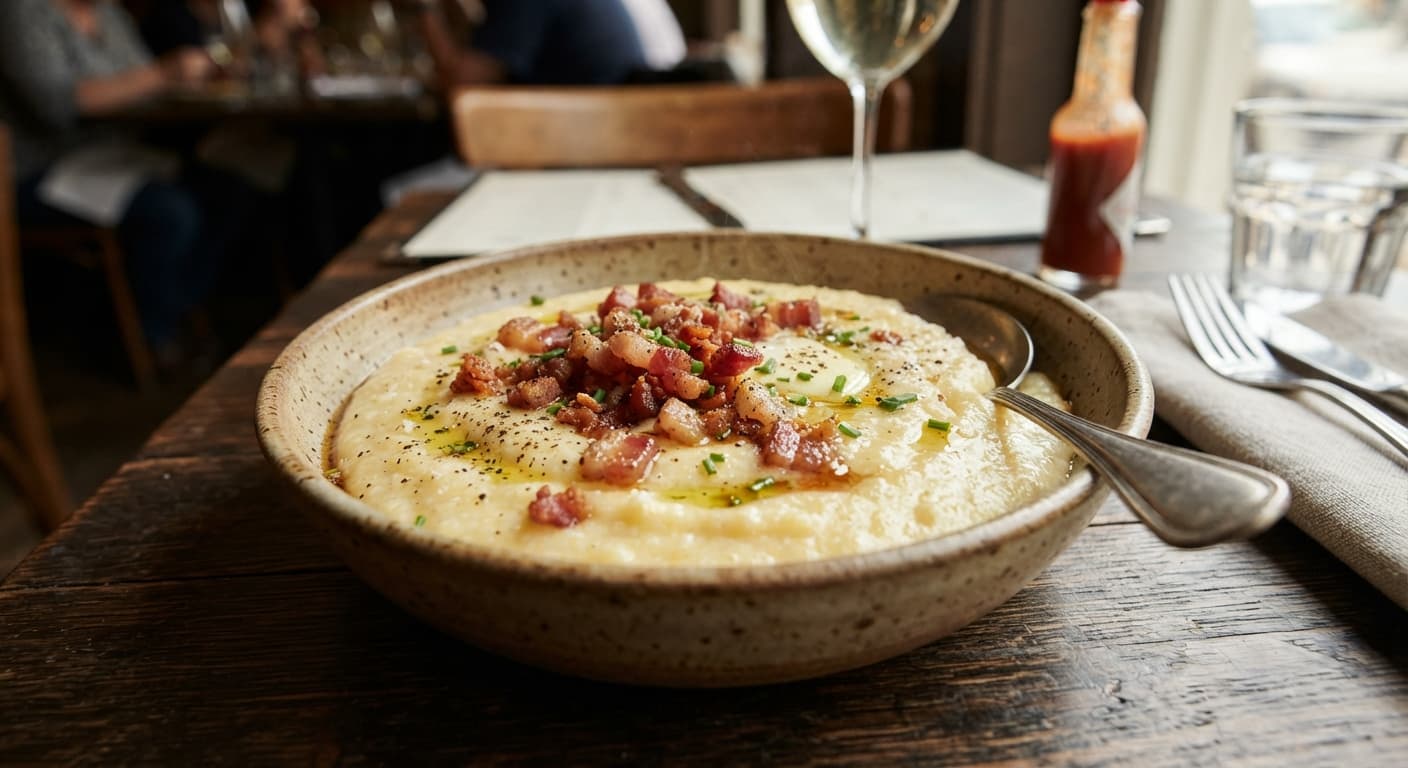 Comfort Food Sweet Corn‑Free Grits with Bacon Crumbles