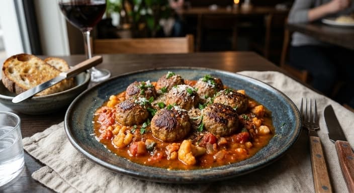 Comfort Food: Turkey Meatballs in Zesty Tomato-Cauliflower Sauce