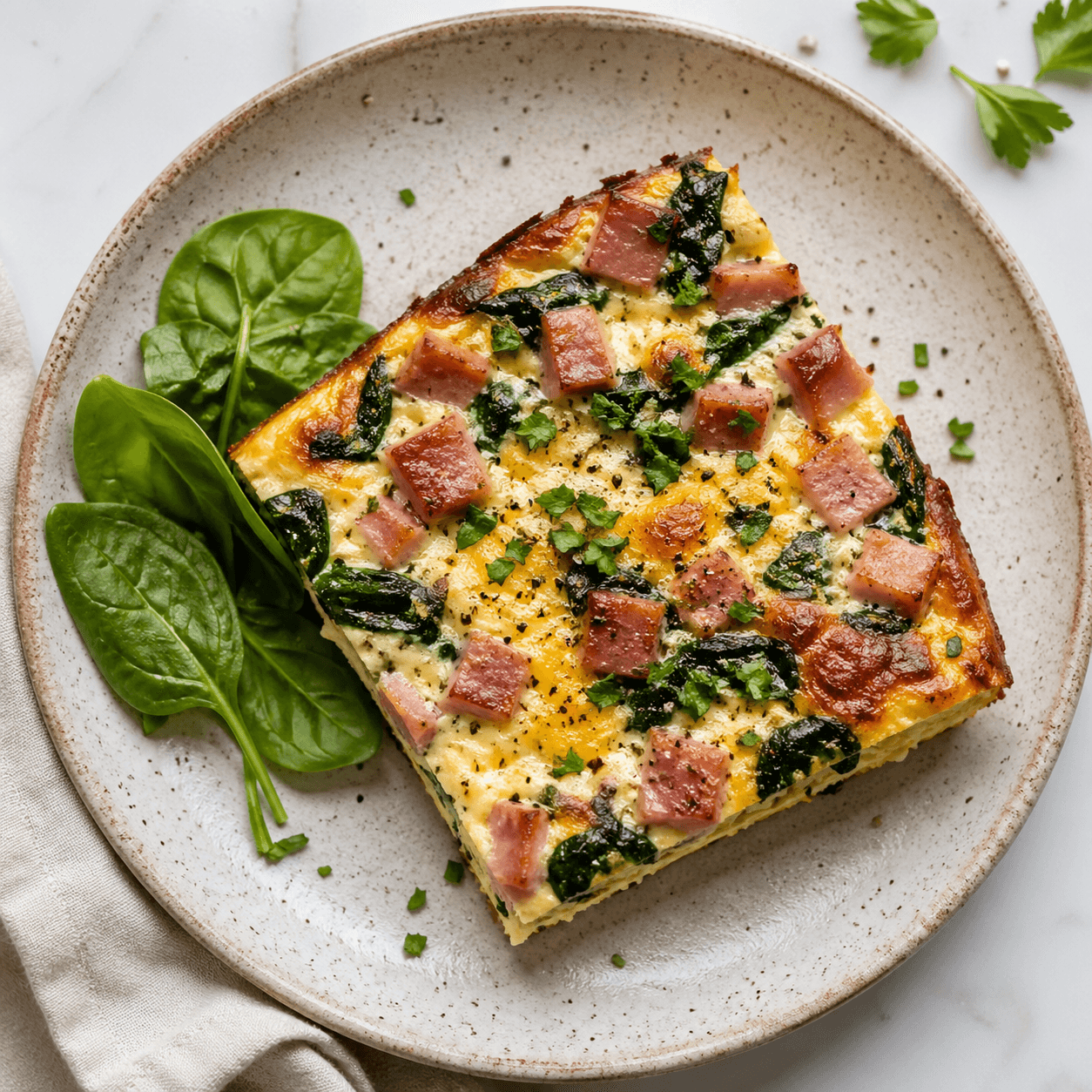 Comfort Low-Carb Ham & Spinach Egg Bake (Skillet-Crisp)