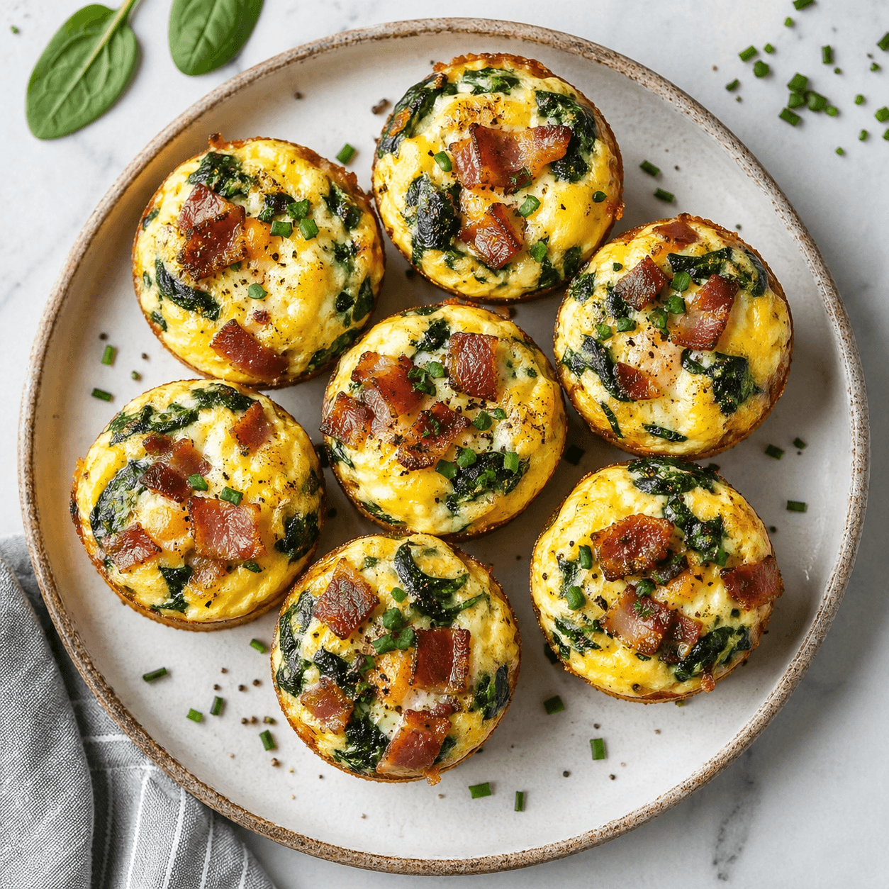 Comfort-Style Bacon Spinach Egg Skillet Bites