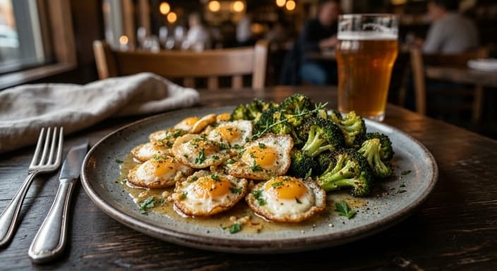 Comfort-Style Garlic-Butter Quail Eggs with Roasted Broccoli