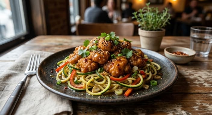 Comfort-Style Orange Chicken Skillet with Zucchini Noodles