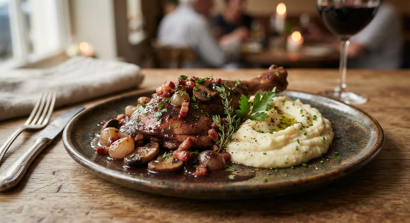 Coq au Vin Style Chicken with Celeriac Mash