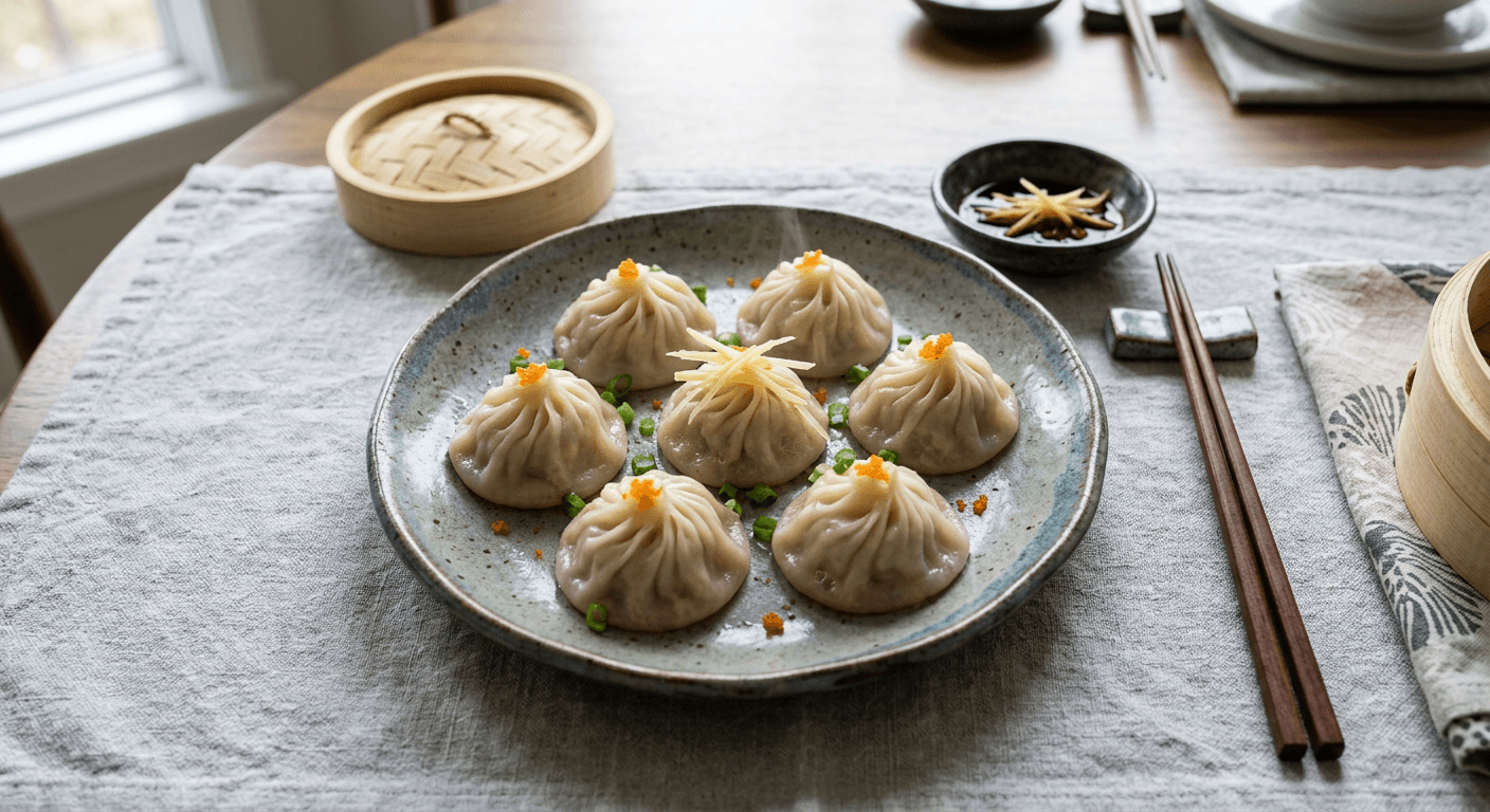 Crab and Pork Soup Dumplings (Xiao Long Bao)