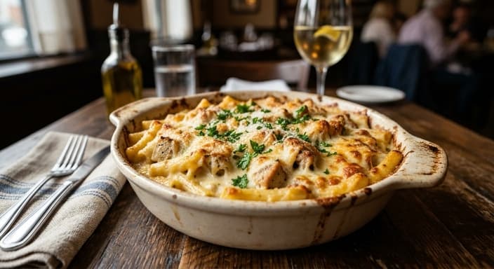 Creamy Alfredo Baked Ziti with Chicken