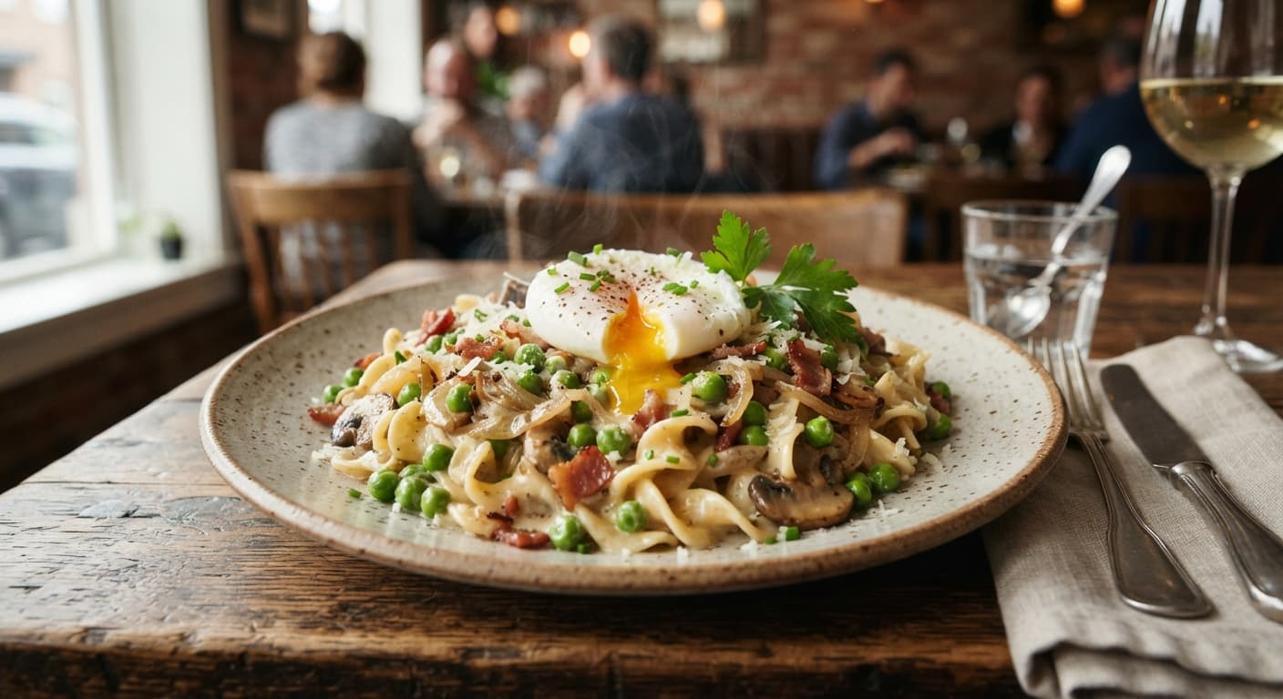 Creamy Egg and Noodle Skillet with Peas