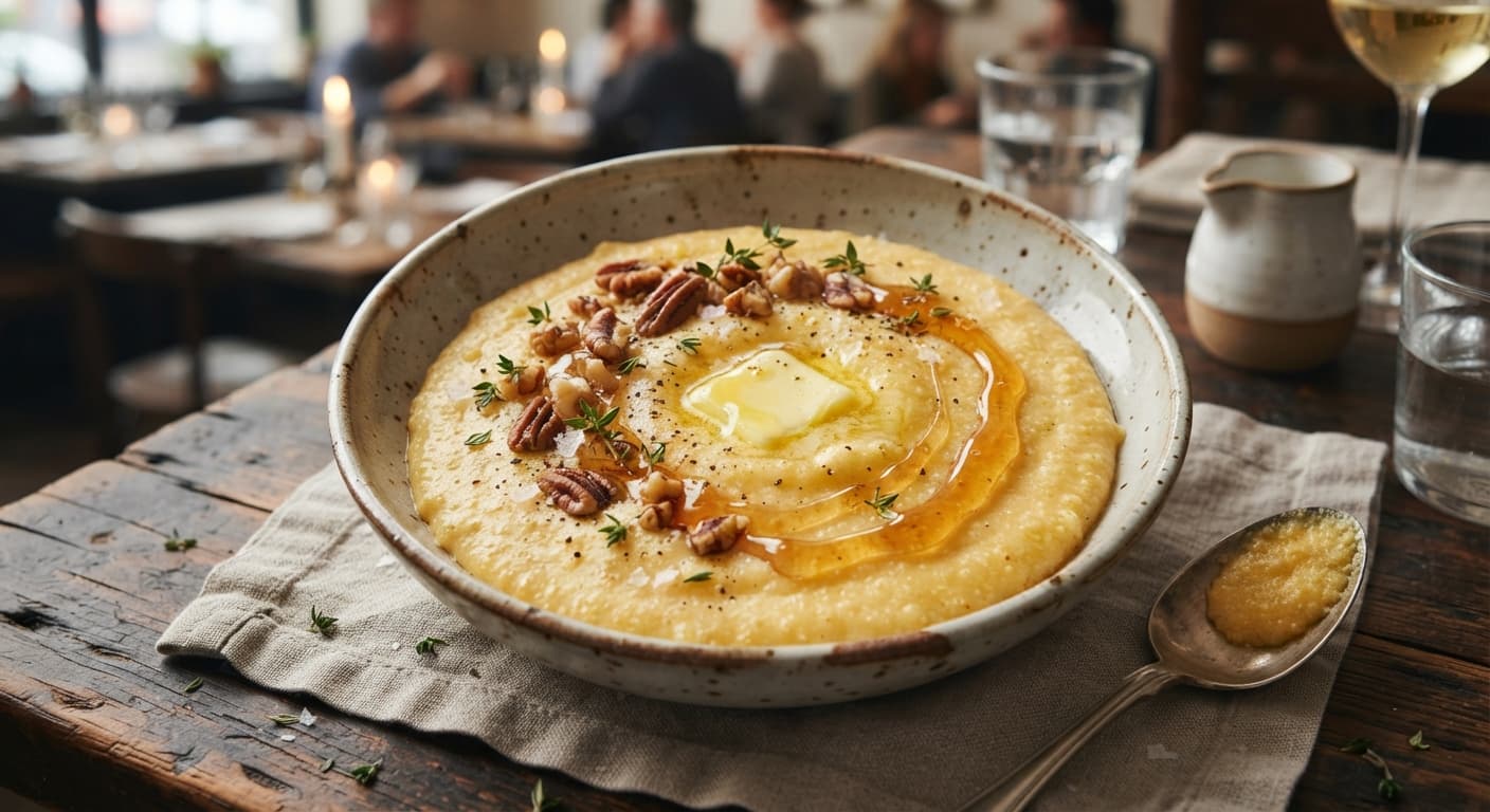 Creamy Polenta Porridge with Butter and Honey
