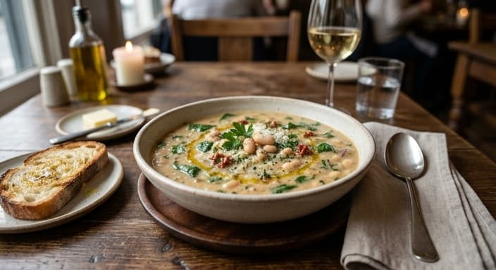 Creamy Tuscan White Bean Soup (Lightened)