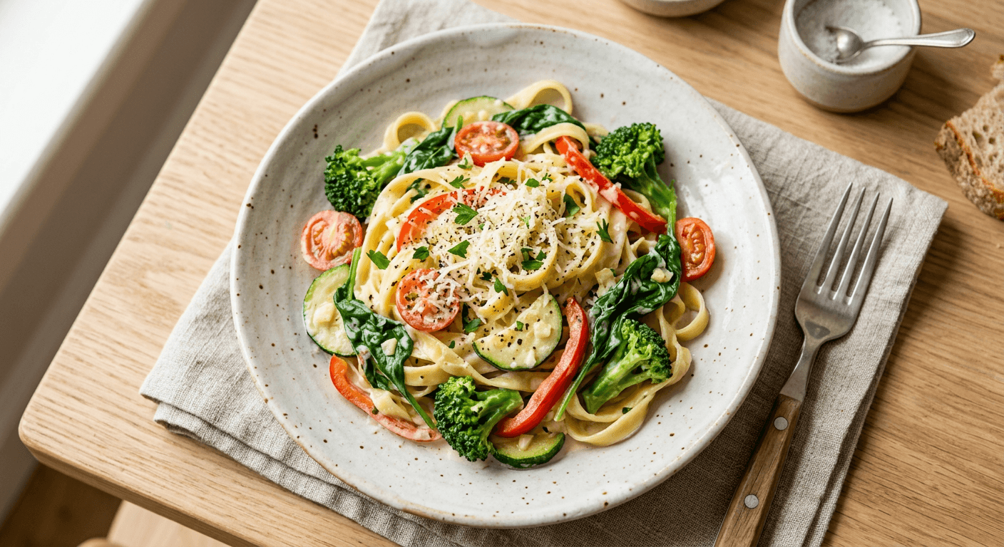 Creamy Vegetable And Spinach Alfredo Pasta 1771703808736 79a6