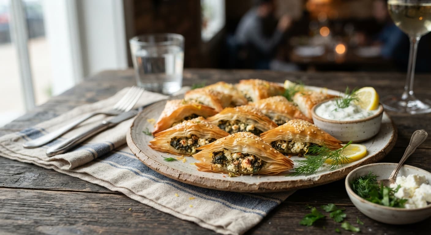Crispy Baked Feta and Spinach phyllo Bites