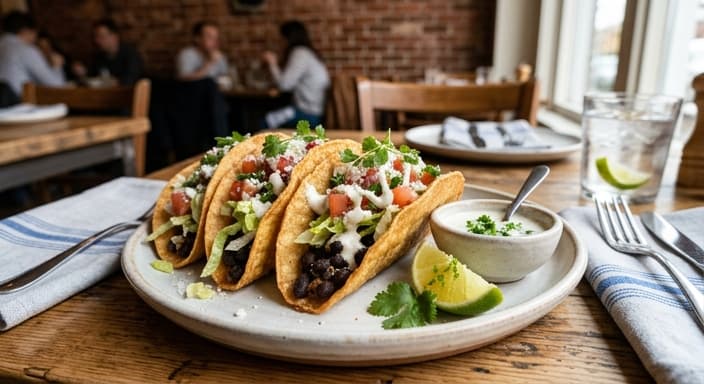 Crispy Black Bean Tacos with Lime Crema