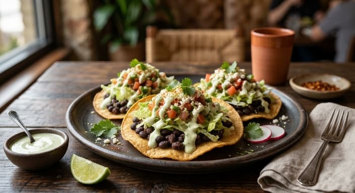 Crispy Black Bean Tostadas with Lime Crema