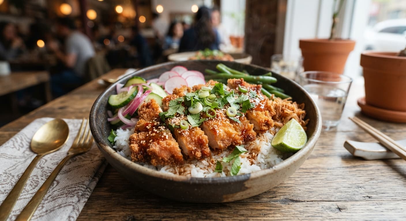 Crispy Chicken and Coconut Rice Bowl