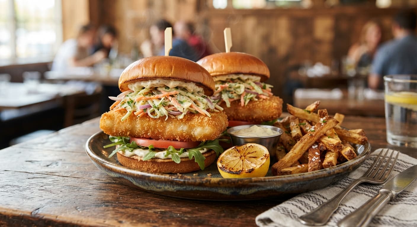 Crispy Cod Sandwiches with Lemon Slaw