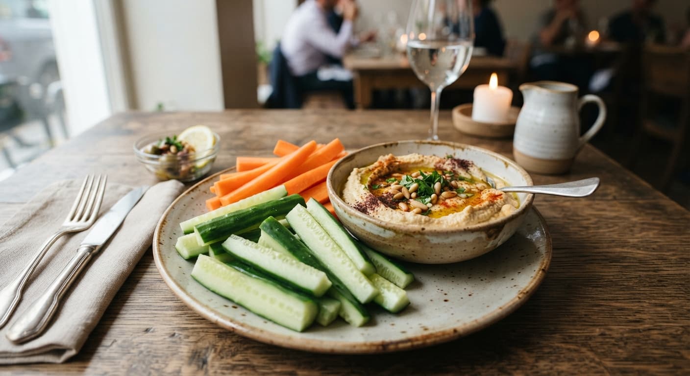 Crispy Cucumber and Carrot Sticks with Hummus Dip