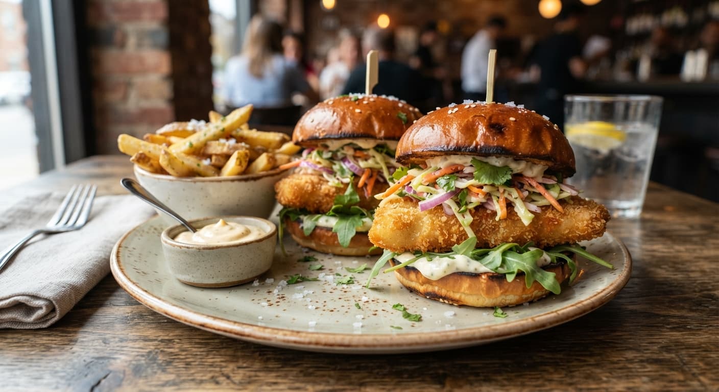 Crispy Fish Sandwiches with Tangy Slaw