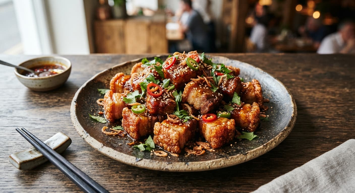 Crispy Pork Belly Bites with Chili Glaze