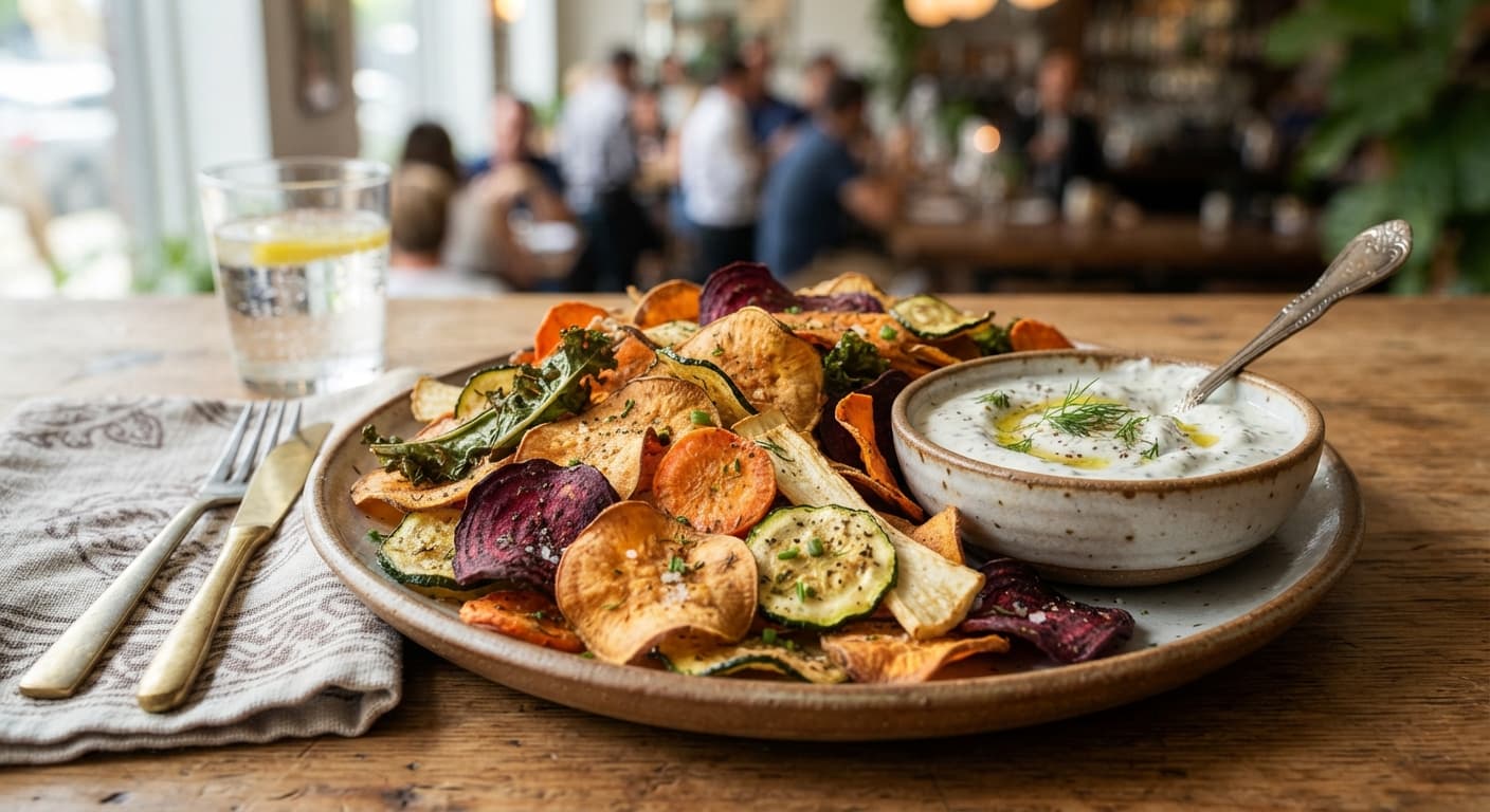 Crispy Ranch Veggie Chips with Yogurt Dip