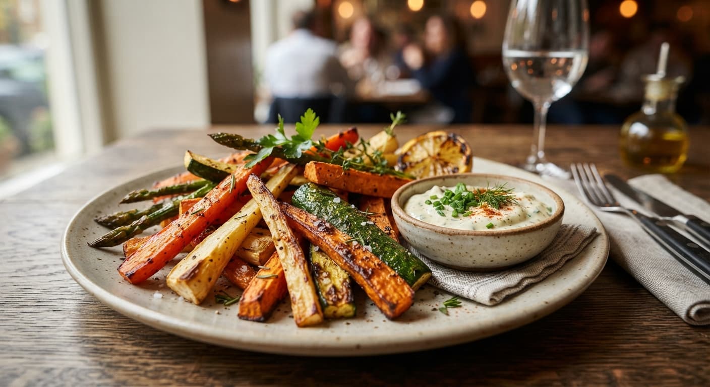 Crispy Roasted Vegetable Sticks with Dipping Sauce