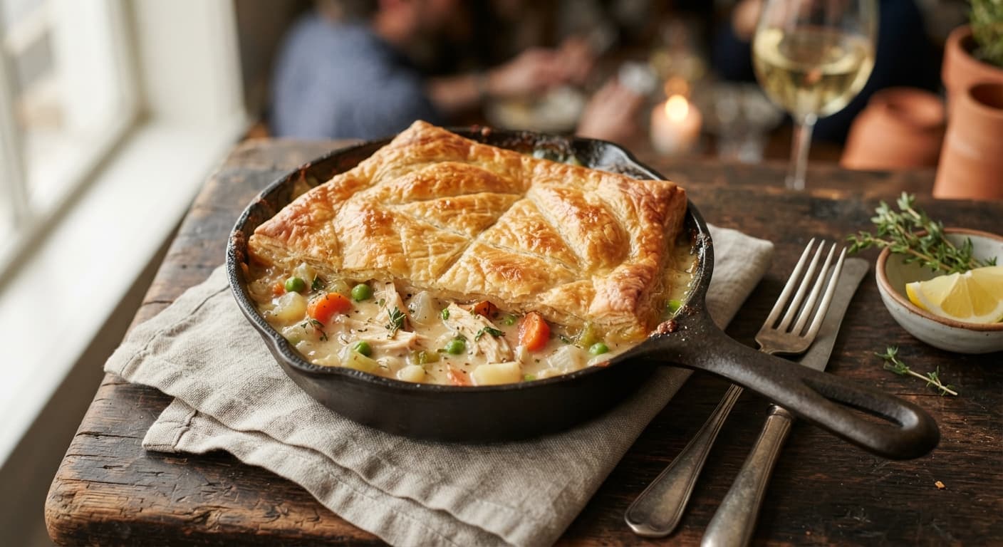 Crispy Skillet Chicken Pot Pie with Coconut Milk Gravy