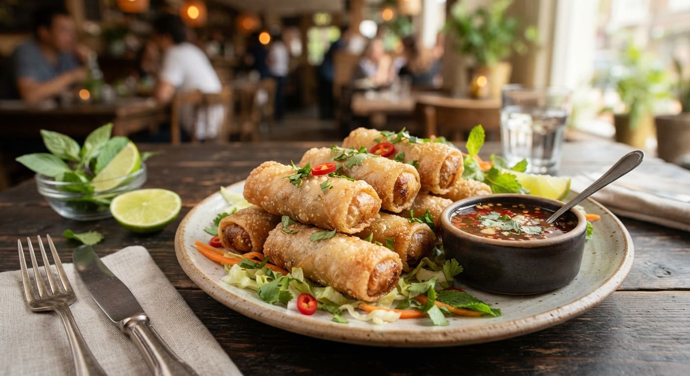 Crispy Spring Rolls with Sweet Chili Dipping Sauce
