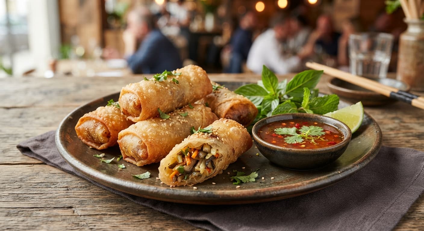 Crispy Spring Rolls with Sweet‑Chili Dipping Sauce