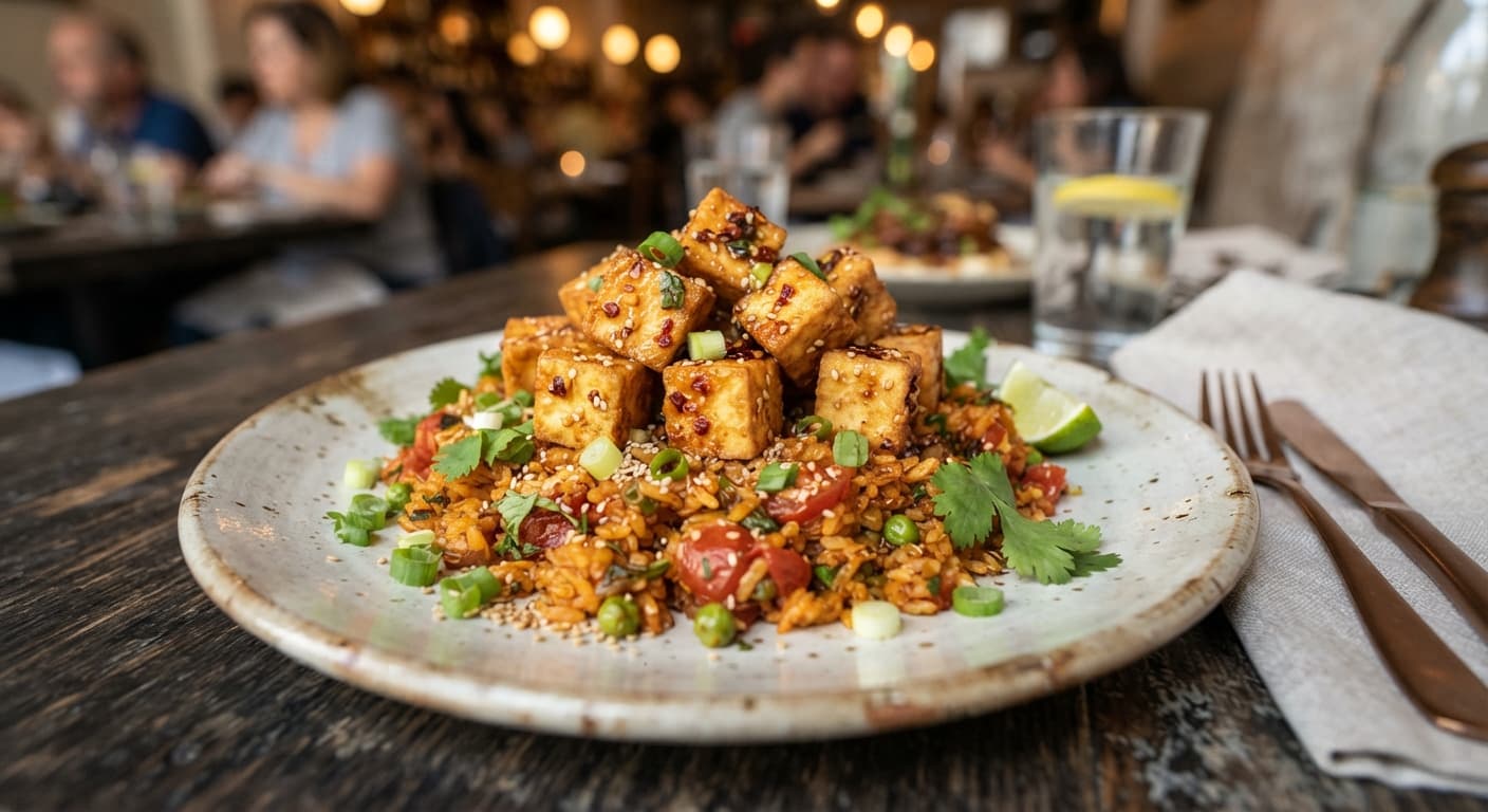Crispy Tofu with Smoky Tomato Rice