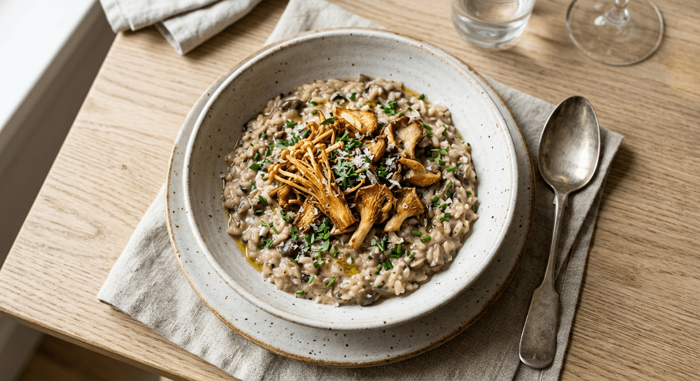 Crispy Velvet Mushroom Risotto