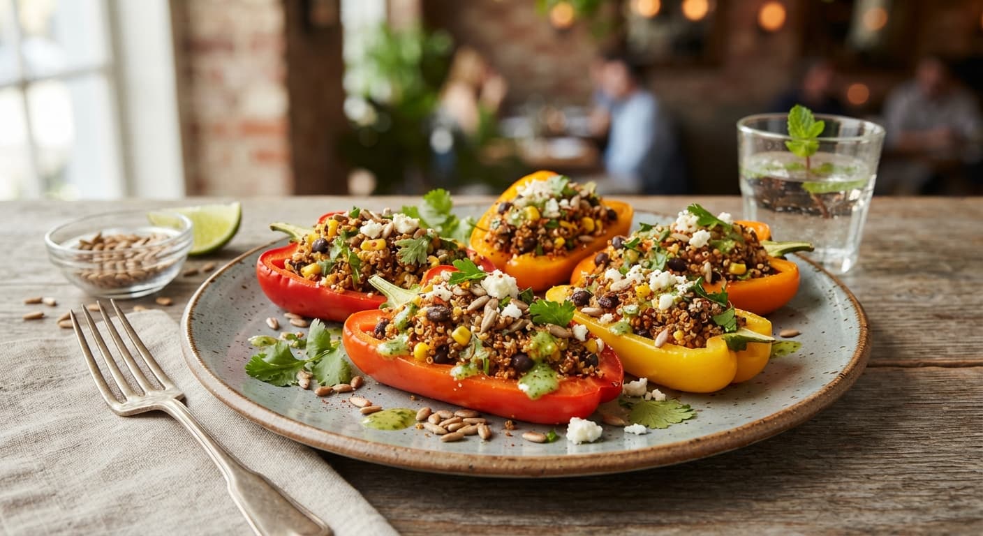 Crunchy Bell Pepper Boats with Sunflower Seeds