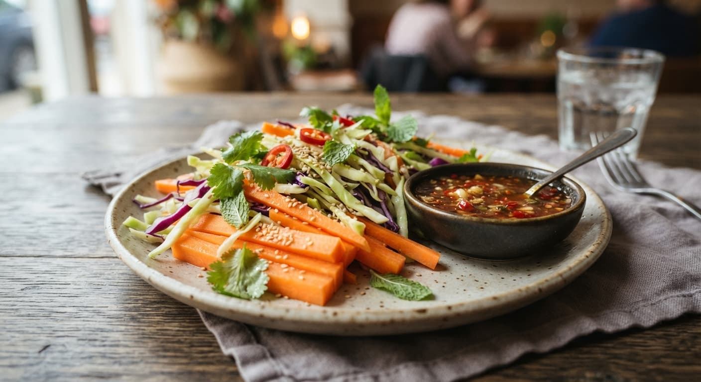 Crunchy Carrot and Cabbage Sticks with Sweet Chili Dip