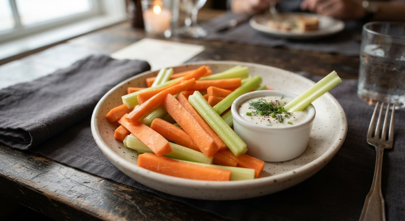Crunchy Carrot and Celery Sticks with Ranch Dip