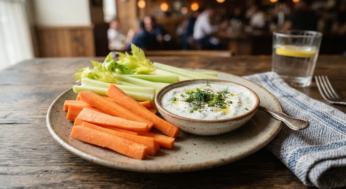 Crunchy Carrot and Celery Sticks with Ranch Yogurt Dip