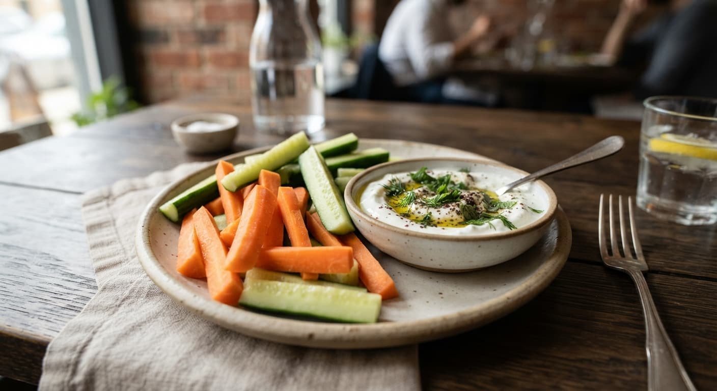 Crunchy Carrot and Cucumber Sticks with Yogurt Dip