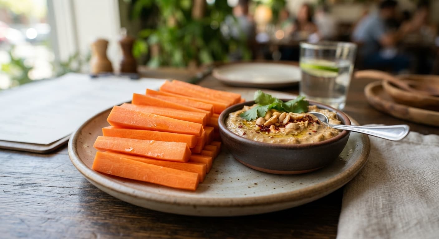 Crunchy Carrot Sticks with Zesty Peanut Dip