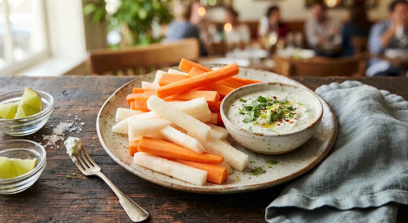 Crunchy Jicama and Carrot Sticks with Zesty Lime Dip